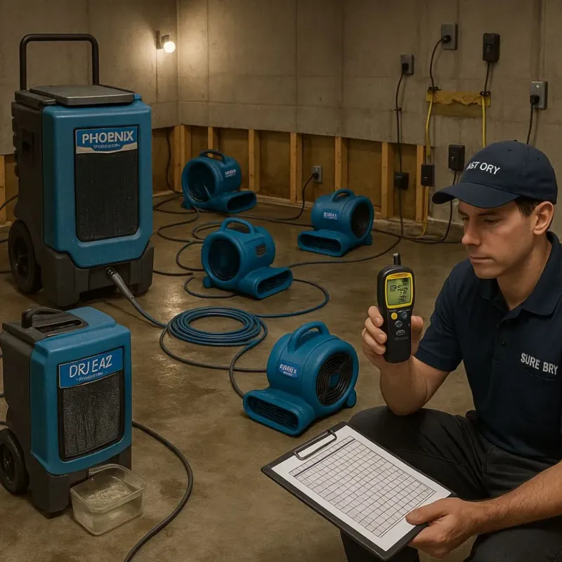 Structural Drying and Dehumidification process in Grain Valley, MO